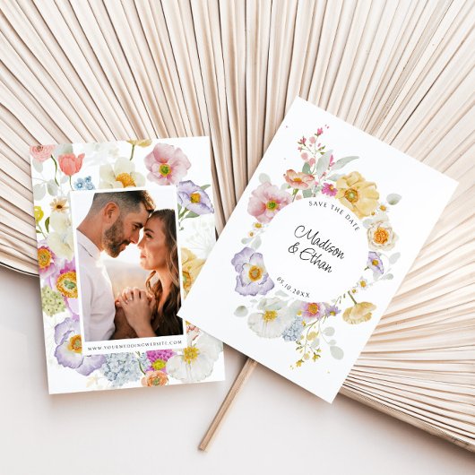 Save The Date Pastel Bloom Floral Wreath Mariage