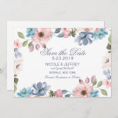 Save The Date Pastel Blue rose violet mariage Enregistrer la dat (Devant / Derrière)