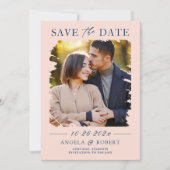 Save The Date Pastel Blush Marine Brush Stroke Photo Cadre Maria (Devant)