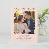 Save The Date Pastel Blush Marine Brush Stroke Photo Cadre Maria (Debout devant)