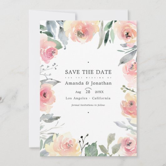 Save The Date Pastel Blush rose Mariage photo (Devant)