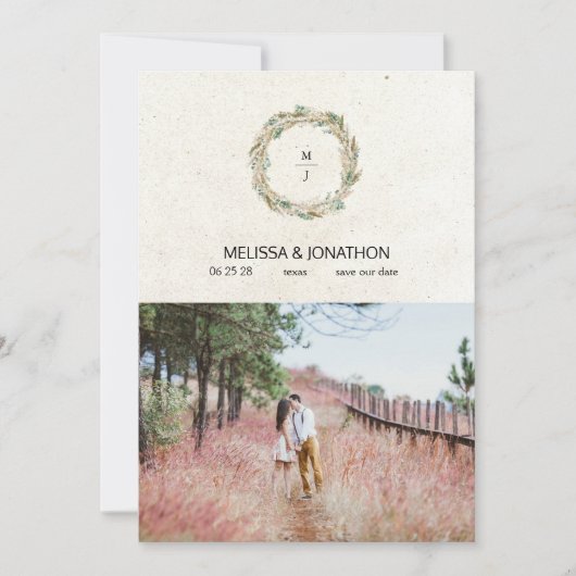 Save The Date Pastel Boho Neutral Floral Ajouter Image Enregistr (Devant)