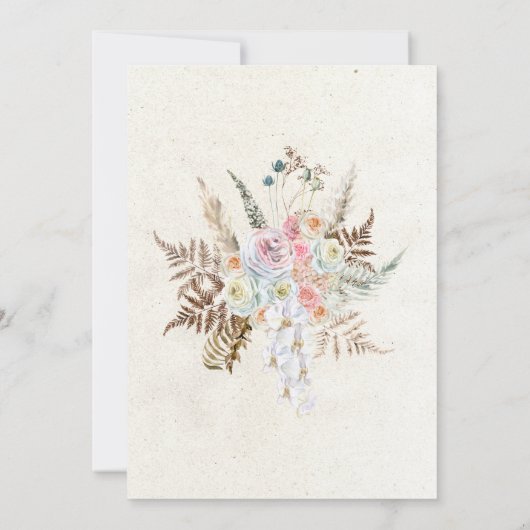 Save The Date Pastel Boho Neutral Floral Ajouter Image Enregistr (Dos)