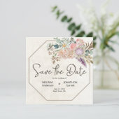 Save The Date Pastel Boho Neutral Floral Élégant Enregistrer La  (Debout devant)