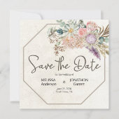 Save The Date Pastel Boho Neutral Floral Élégant Enregistrer La  (Devant)