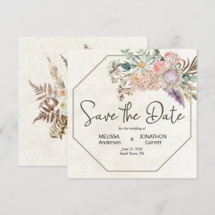 Save The Date Pastel Boho Neutral Floral Élégant Enregistrer La 