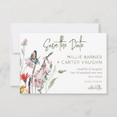 Save The Date Pastel & Bourgogne Floral Moderne Mariage (Devant)