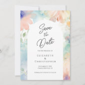 Save The Date Pastel Floral Aquarelle Élégant Mariage Moderne (Devant)