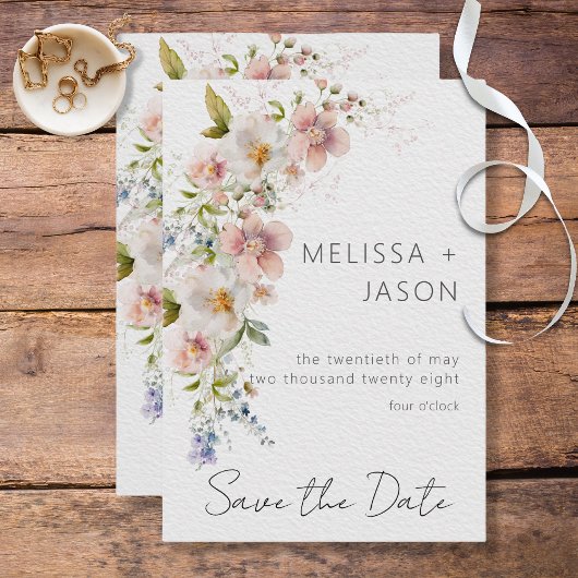 Save The Date Pastel Floral Mariage moderne