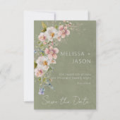 Save The Date Pastel Floral moderne Mariage vert (Devant)