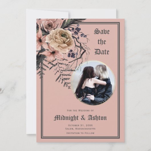 Save The Date Pastel Gothic Moody Floral Photo Enregistrer la da (Devant)