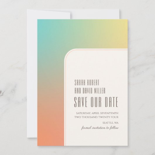 Save The Date Pastel Gradient Retro Chic Rose (Devant)