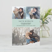 Save The Date Pastel Green Modern Photo Collage Enregistrer notr (Debout devant)