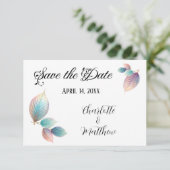 Save The Date Pastel Iridescente Feuille Mariage Dreamy Pastels (Debout devant)