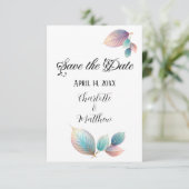 Save The Date Pastel Iridescente Feuille Mariage Dreamy Pastels (Debout devant)