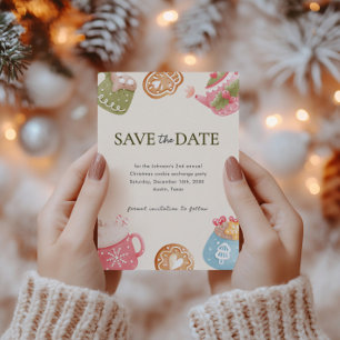 Save The Date Pastel Jouer Noël Cookie Exchange Party