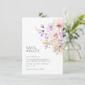Save The Date Pastel Lavender Violet Violet Fleurs sauvages Mari (Debout devant)