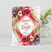 Save The Date Pastel Love Crimson Red Roses Mariage (Debout devant)