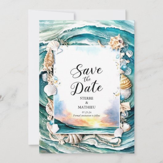 Save The Date Pastel Modern Beach Wedding (Devant)