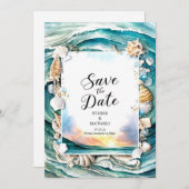 Save The Date Pastel Modern Beach Wedding (Devant / Derrière)