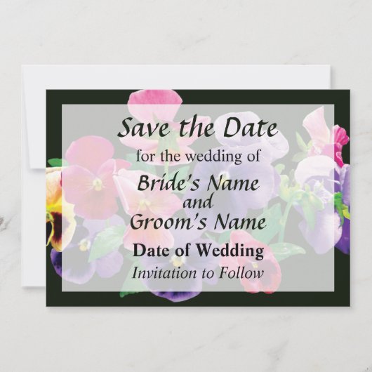 Save The Date Pastel Pansies Enregistrer la date (Devant)