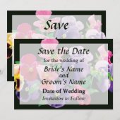 Save The Date Pastel Pansies Enregistrer la date (Devant / Derrière)