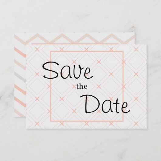 Save The Date Pastel Peach et crème géométrique (Devant / Derrière)