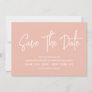 Save The Date Pastel Peach Modern Calligraphie Scan QR Code