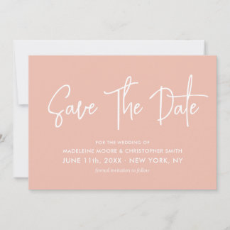Save The Date Pastel Peach Modern Calligraphie Scan QR Code