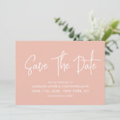 Save The Date Pastel Peach & Sage Green Calligraphy Scan QR Code (Debout devant)