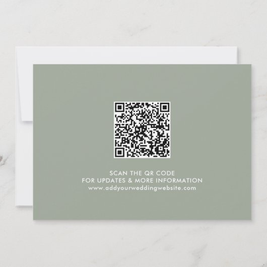 Save The Date Pastel Peach & Sage Green Calligraphy Scan QR Code (Dos)