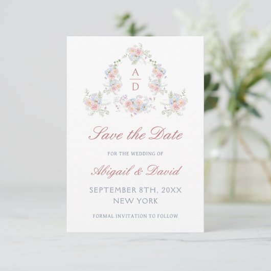 Save The Date Pastel Peonies Frame Mariage Enregistrer La Date (Debout devant)