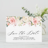 Save The Date Pastel Pink Blush Rose Floral Mariage botanique (Debout devant)