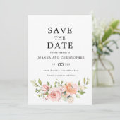 Save The Date Pastel Pink Blush Rose Floral Mariage botanique (Debout devant)