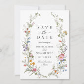 Save The Date Pastel Pink Boho Fleur sauvage code QR Mariage Pho (Devant)