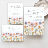 Save The Date Pastel Pink Boho Fleur sauvage code QR Mariage Pho