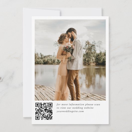 Save The Date Pastel Pink Boho Fleur sauvage code QR Mariage Pho (Dos)