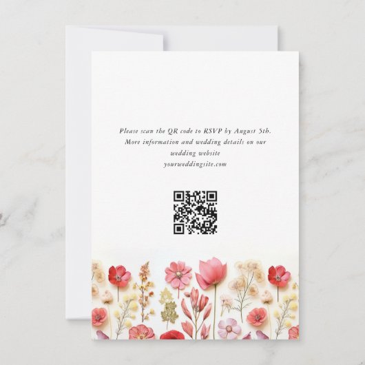 Save The Date Pastel Pink Boho Wild Flowers Mariage code QR (Dos)
