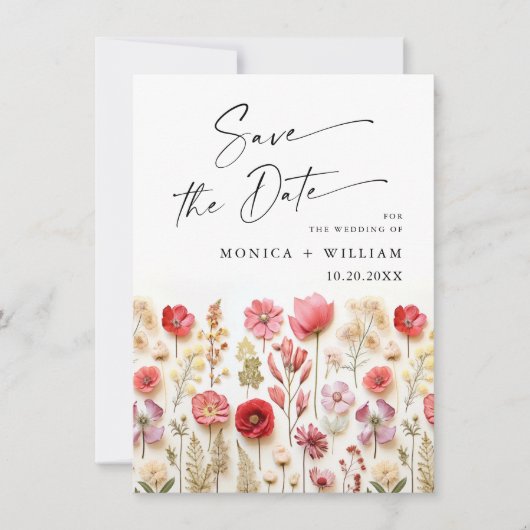 Save The Date Pastel Pink Boho Wild Flowers Mariage code QR (Devant)