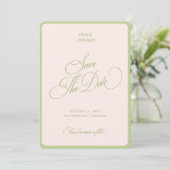 Save The Date Pastel Pink & Green Stripes Border Retro Wedding (Debout devant)