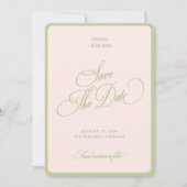 Save The Date Pastel Pink & Green Stripes Border Retro Wedding (Devant)