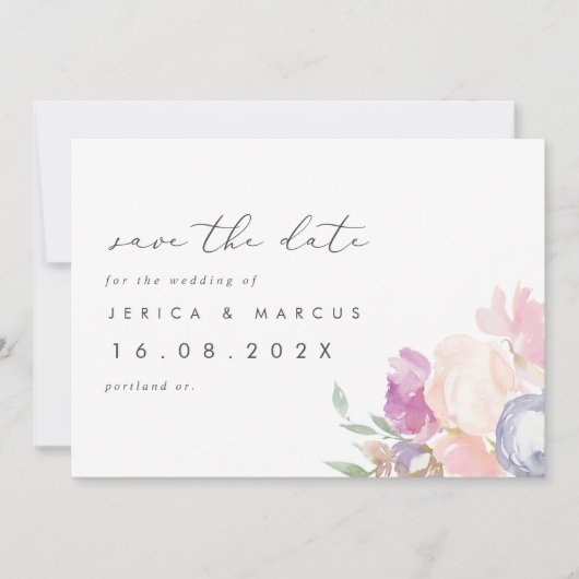 Save The Date Pastel Printemps Floral Mariage Enregistrer La Dat (Devant)