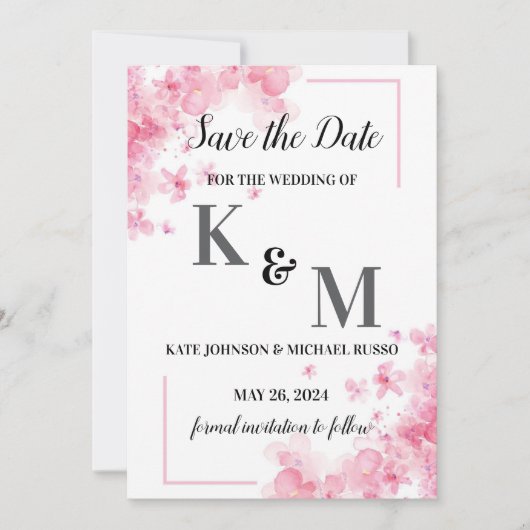 Save The Date Pastel Rose Simple Abstrait Minimal (Devant)