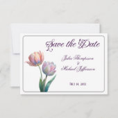 Save The Date Pastel Tulip Mariage Suite Typographie élégante (Devant)