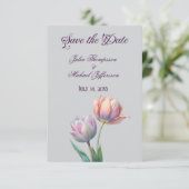 Save The Date Pastel Tulip Mariage Suite Typographie élégante (Debout devant)