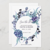 Save The Date Pastel Twigs Et Fleurs (Devant / Derrière)