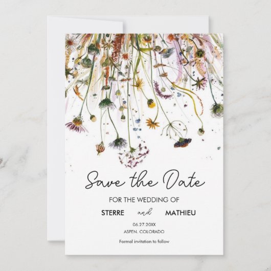 Save The Date Pastels Fleurs sauvages simples (Devant)