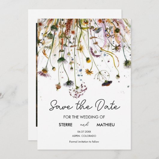 Save The Date Pastels Fleurs sauvages simples (Devant / Derrière)