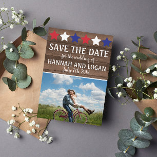 Save The Date Patriotic Stars Rustic Juillet 4 Enregistrer La Da