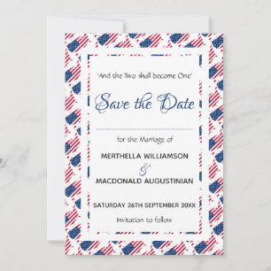 Save The Date Patriotique USA FLAG Customisé Écriture américaine